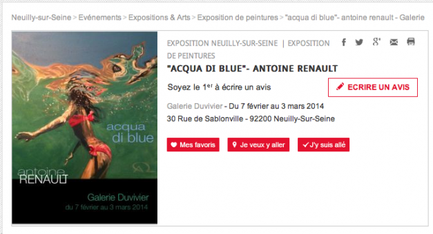 Cityvox exposition de peintures "Acqua di blue" - Antoine Renault