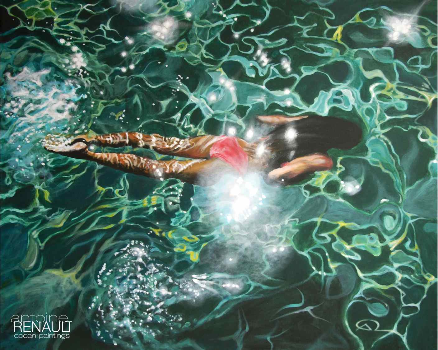 "Under the Levrossos pier" Antoine Renault - Ocean Paintings 2013 - Acrylic on canvas 100x80cm